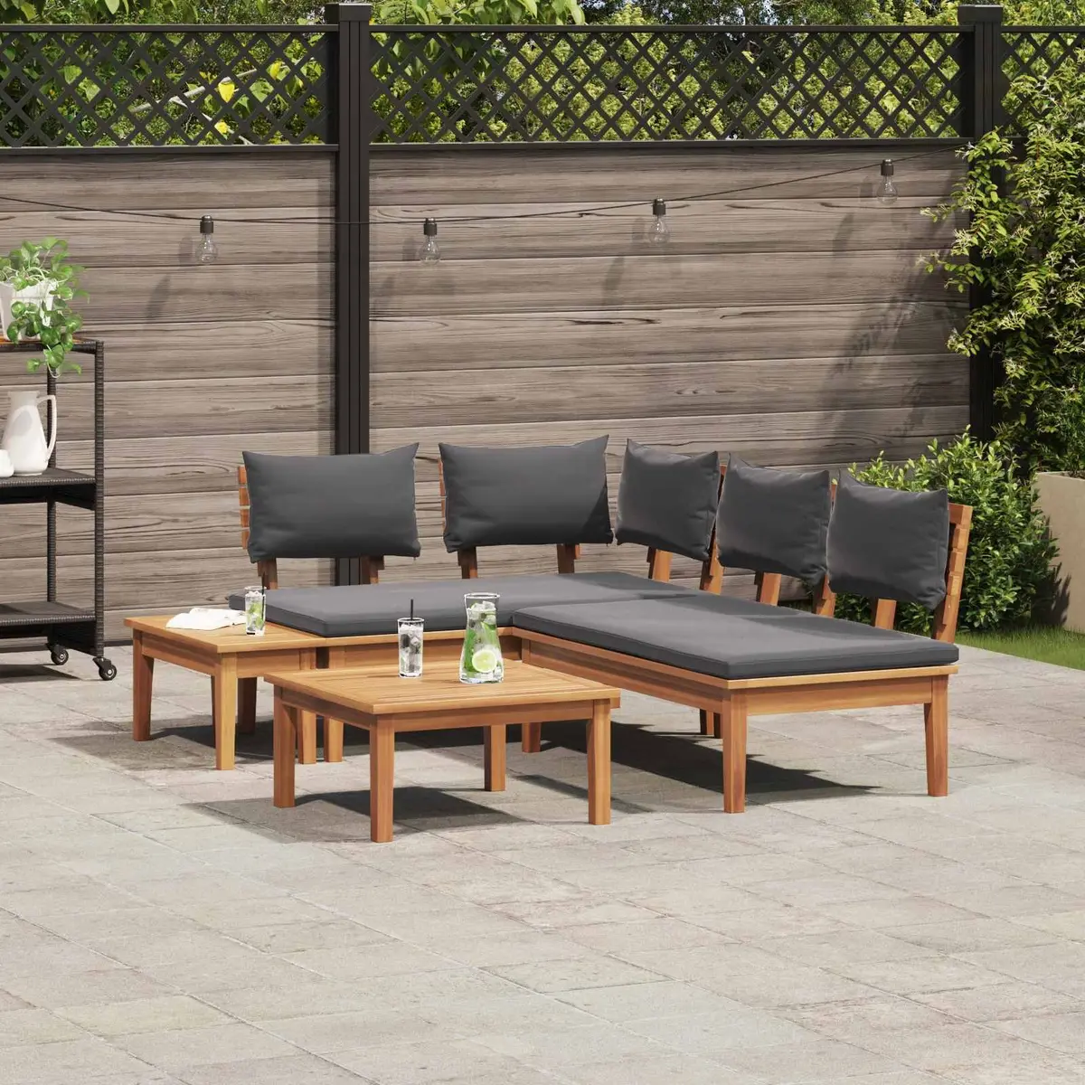 4-Piece Brown Grey Outdoor Sofa Set