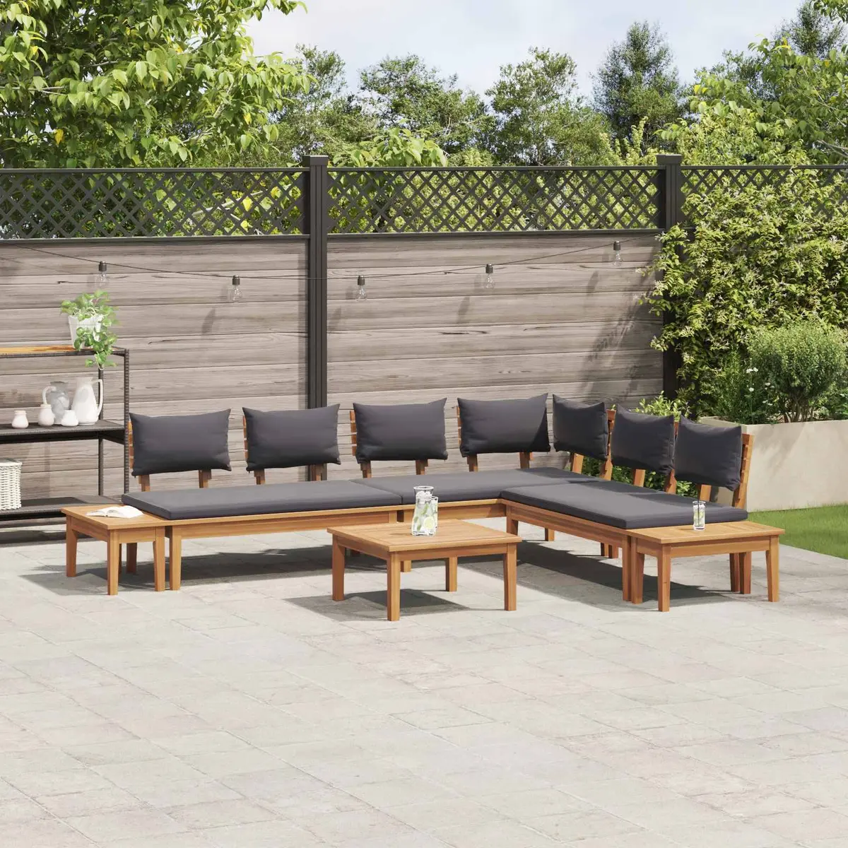 3-Piece Garden Sofa Set with Durable Teak Frame