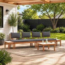 Modern Brown Grey 5PC Outdoor Furniture Sofa Set