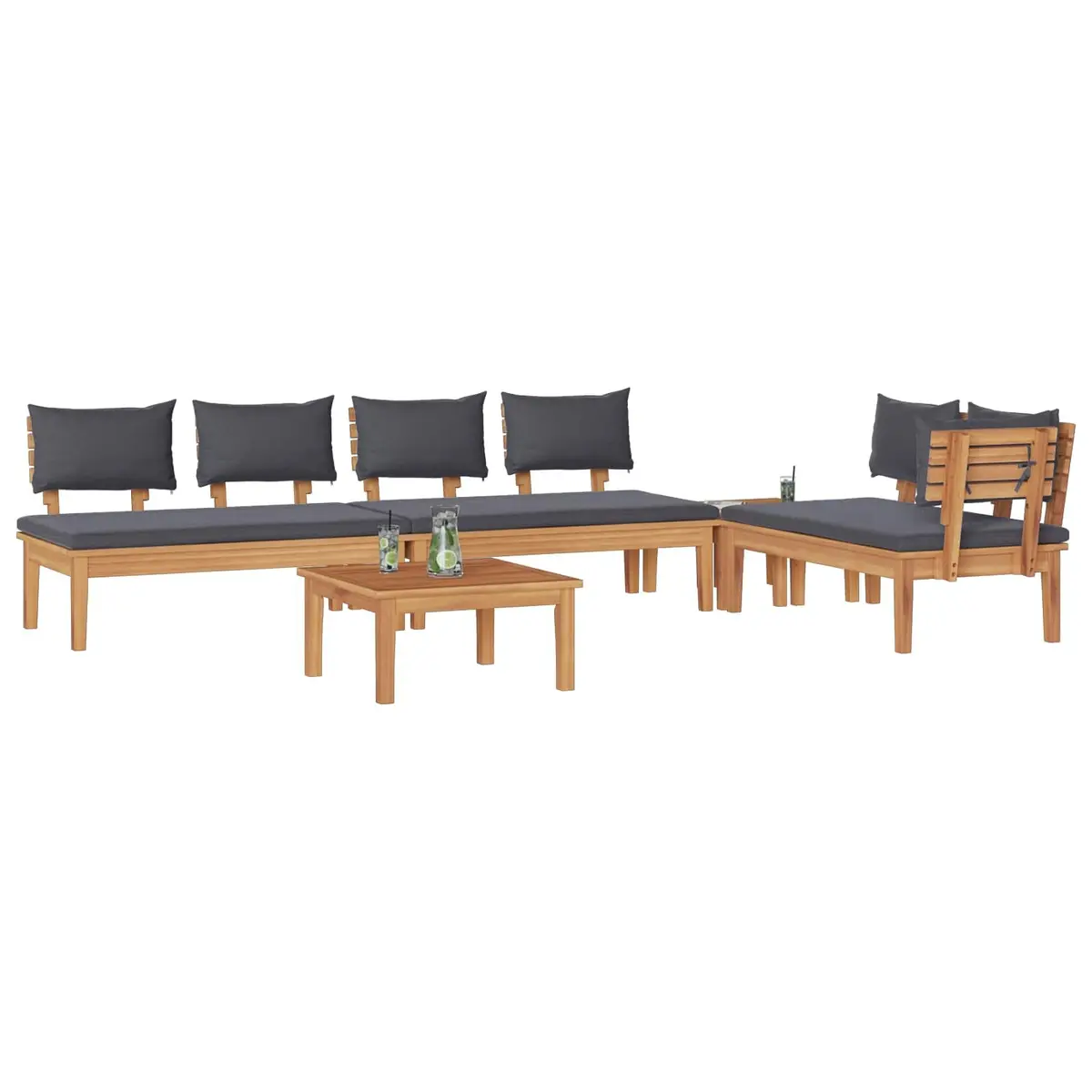 5 Piece Outdoor Garden Sofa Set in Brown and Grey