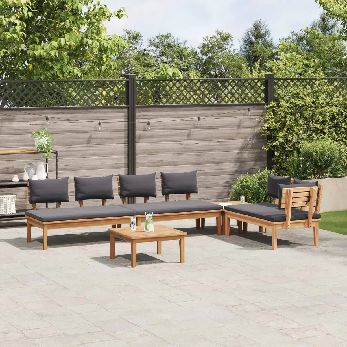 5 Piece Outdoor Garden Sofa Set in Brown and Grey