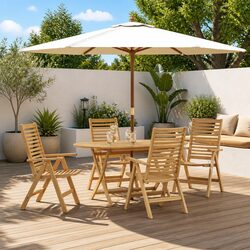 Teak Wood Garden Dining Set - 5 Pieces in Brown