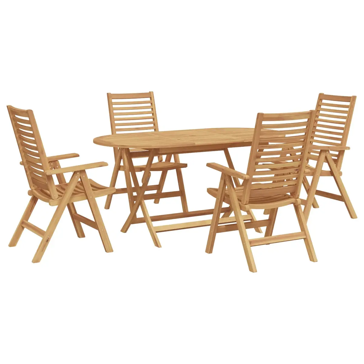 Garden Dining Set Solid Teak Wood 5 Pieces Outdoor Furniture Table Chairs Brown