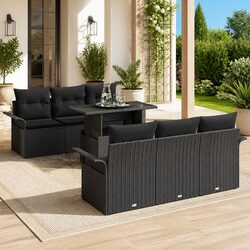 Durable 7-Piece Modular Garden Sofa Set with Cushions