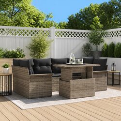 7-Piece Modular Grey Garden Sofa Set for Outdoor Living