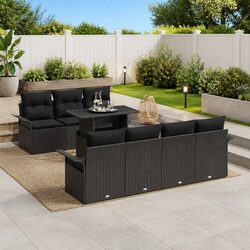 Stylish Black Modular Garden Sofa Set 8 Pieces