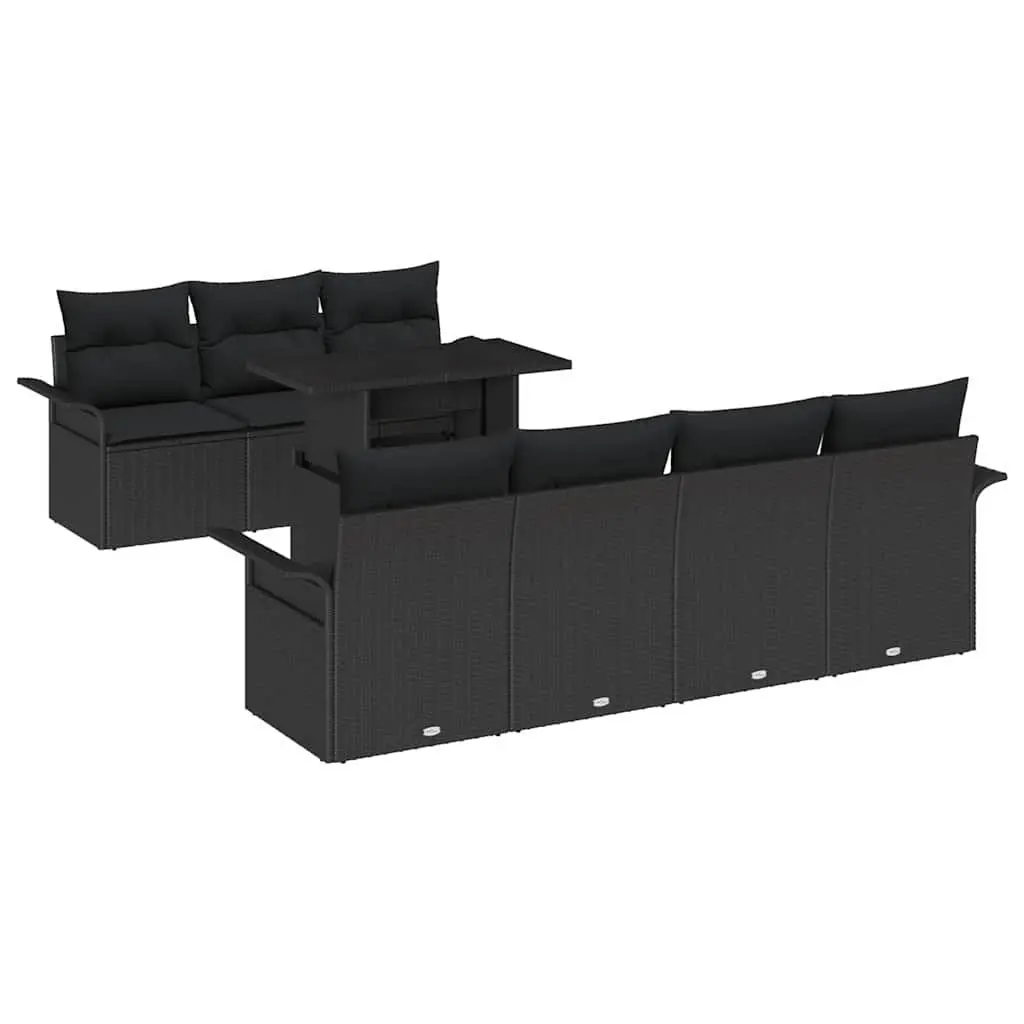 Black Modular Garden Sofa Set 8 Pieces