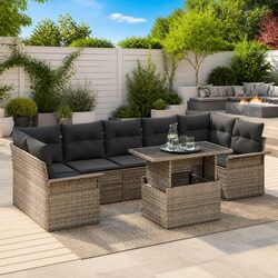 Premium 8-Piece Modular Garden Sofa Set in Grey