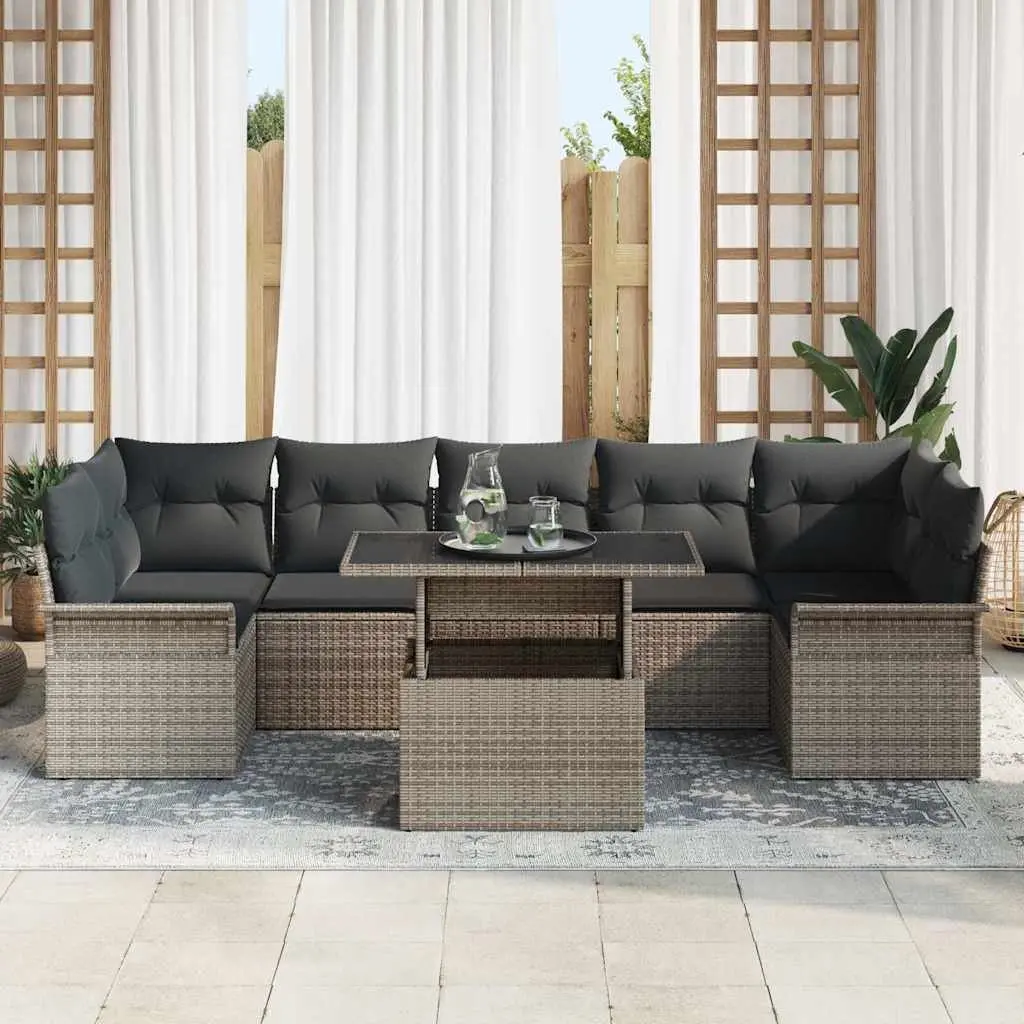 8-Piece Modular Garden Sofa Set in Grey