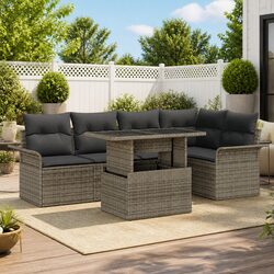 6-Piece Modular Outdoor Garden Sofa Set in Grey