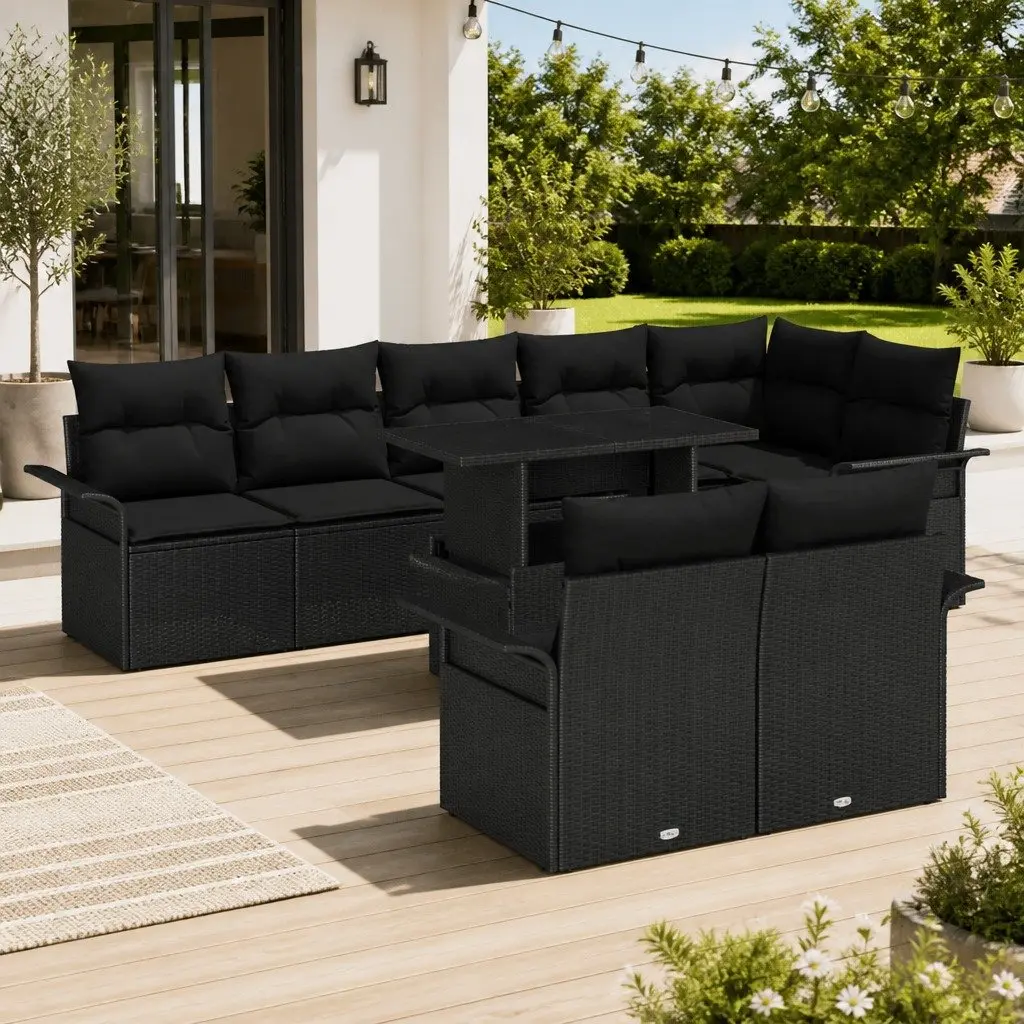 9 Piece Modular Outdoor Sofa Set with Cushions