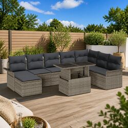 Modular 9-Piece Garden Sofa Set with Durable Steel Frame