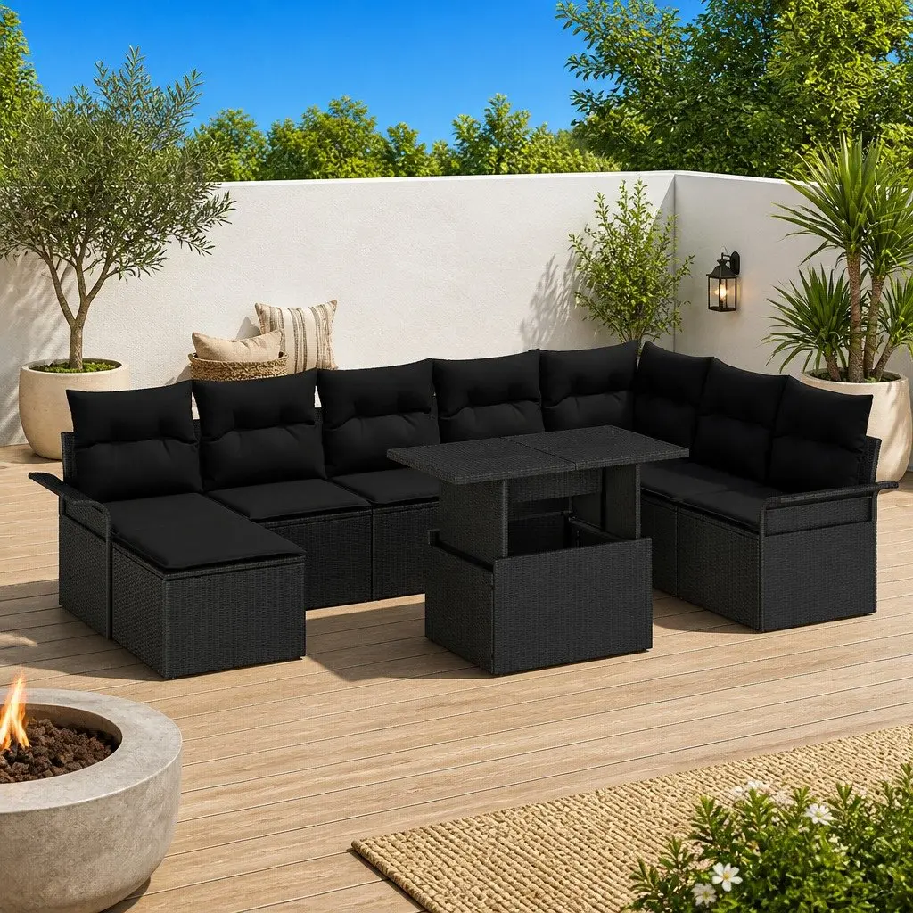 9-Piece Modular Rattan Garden Sofa Set