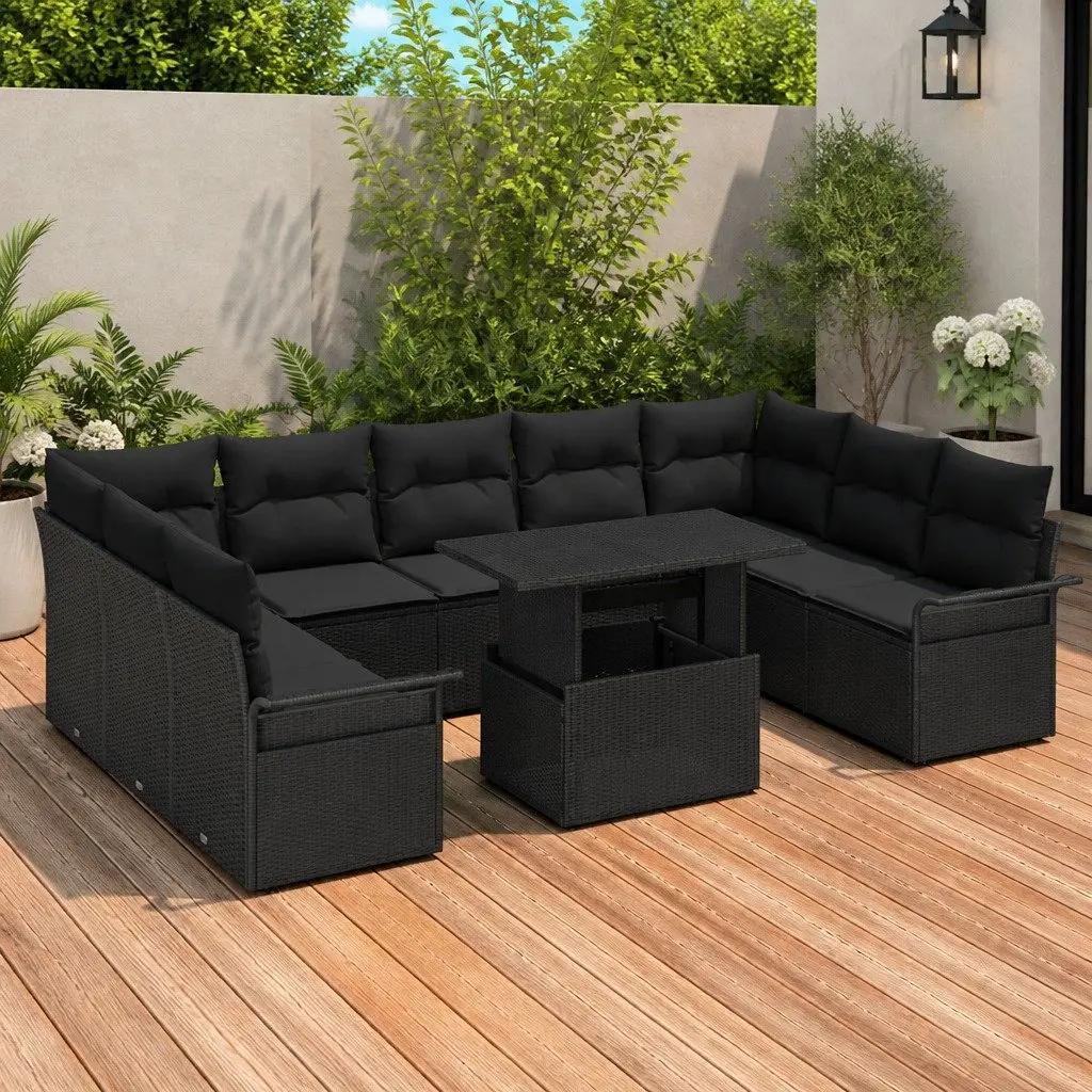 Outdoor Garden Sofa Set 10-Piece Modular Black