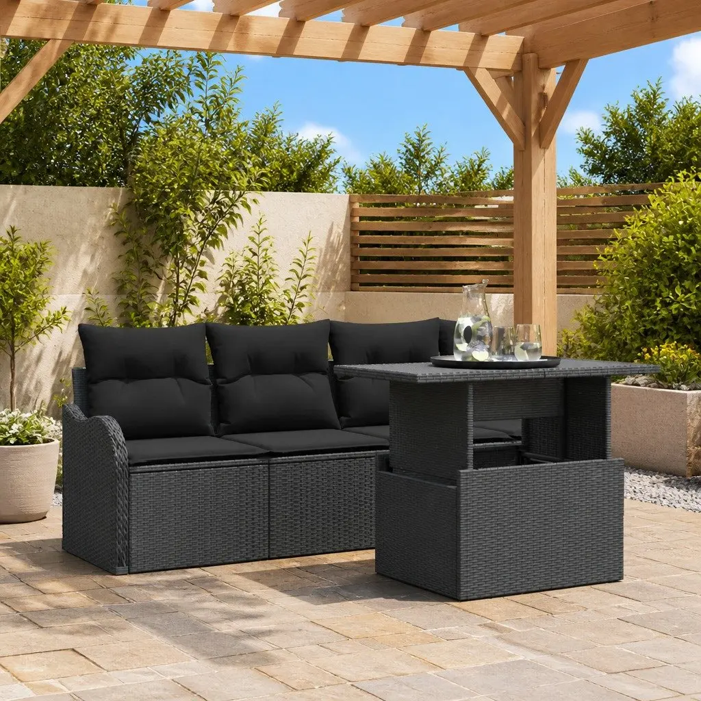 5-Piece Modular Outdoor Garden Sofa Set in Black