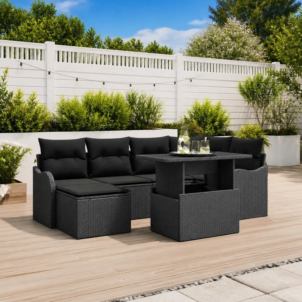 7-Piece Modular Garden Sofa Set with Cushions
