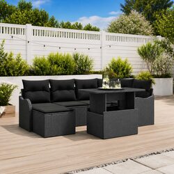 Outdoor Garden Sofa Set 7 Piece Modular Seating with Cushion Footstool Table