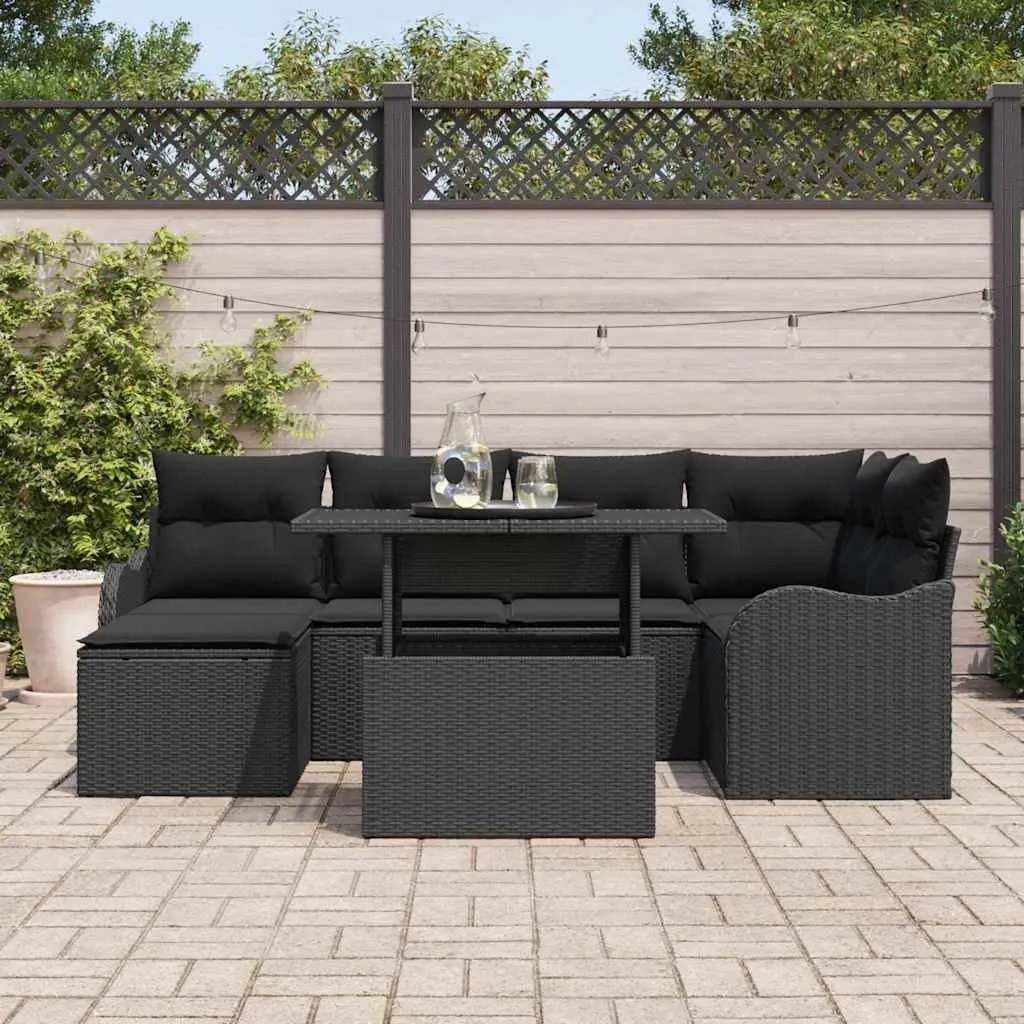 7-Piece Modular Garden Sofa Set with Cushions