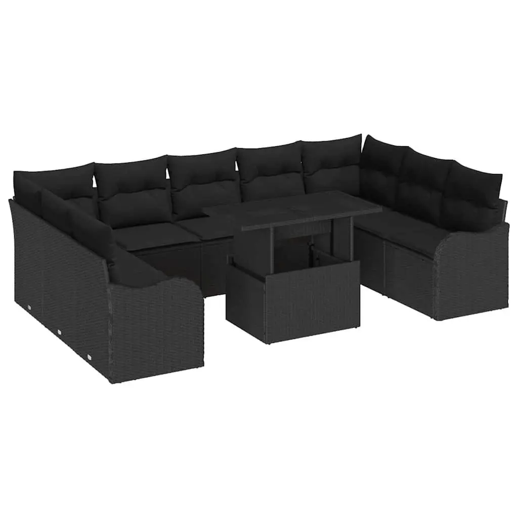 Black Rattan 10 Piece Modular Outdoor Sofa Set