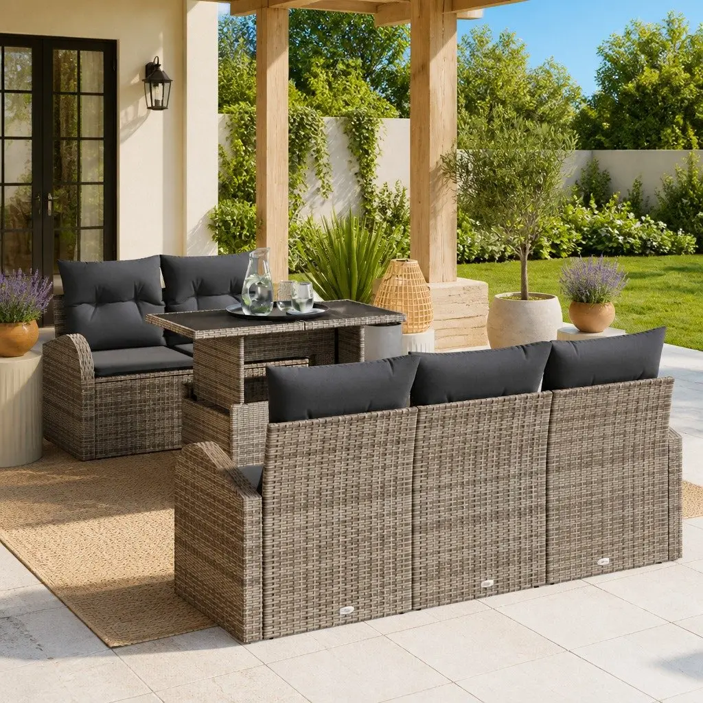 6-Piece Modular Garden Sofa Set in Grey