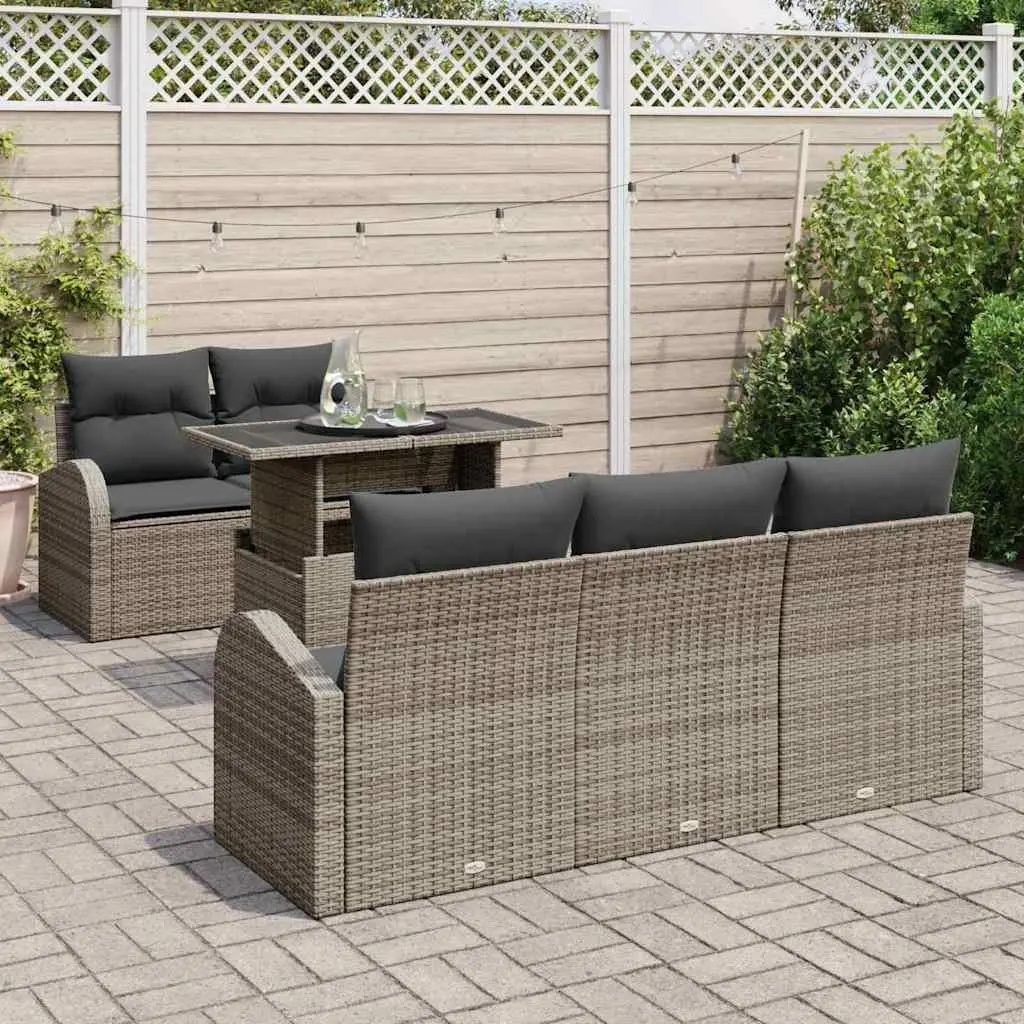 6-Piece Modular Garden Sofa Set in Grey