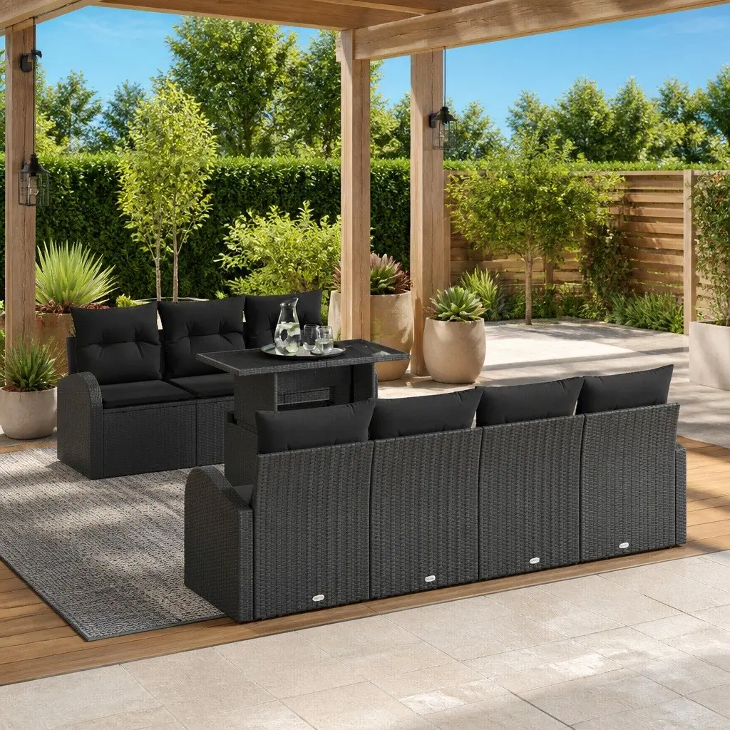Modular Garden Sofa Set 8 Pieces Black
