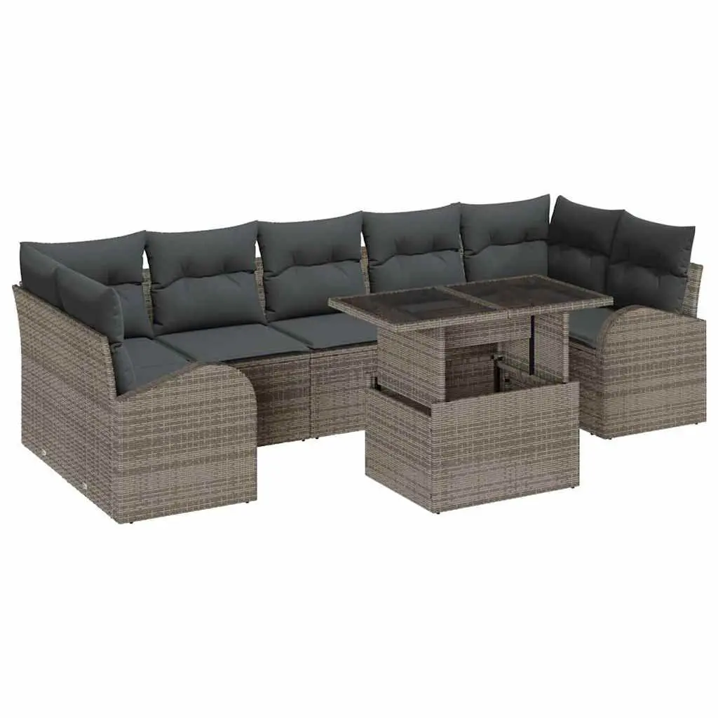 Modular Grey Poly Rattan Garden Sofa Set with Cushions