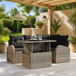 Modular 5-Piece Outdoor Garden Sofa Set in Grey