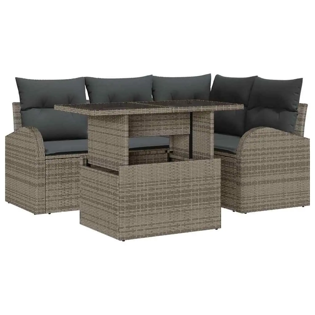 Modular 5-Piece Outdoor Garden Sofa Set in Grey