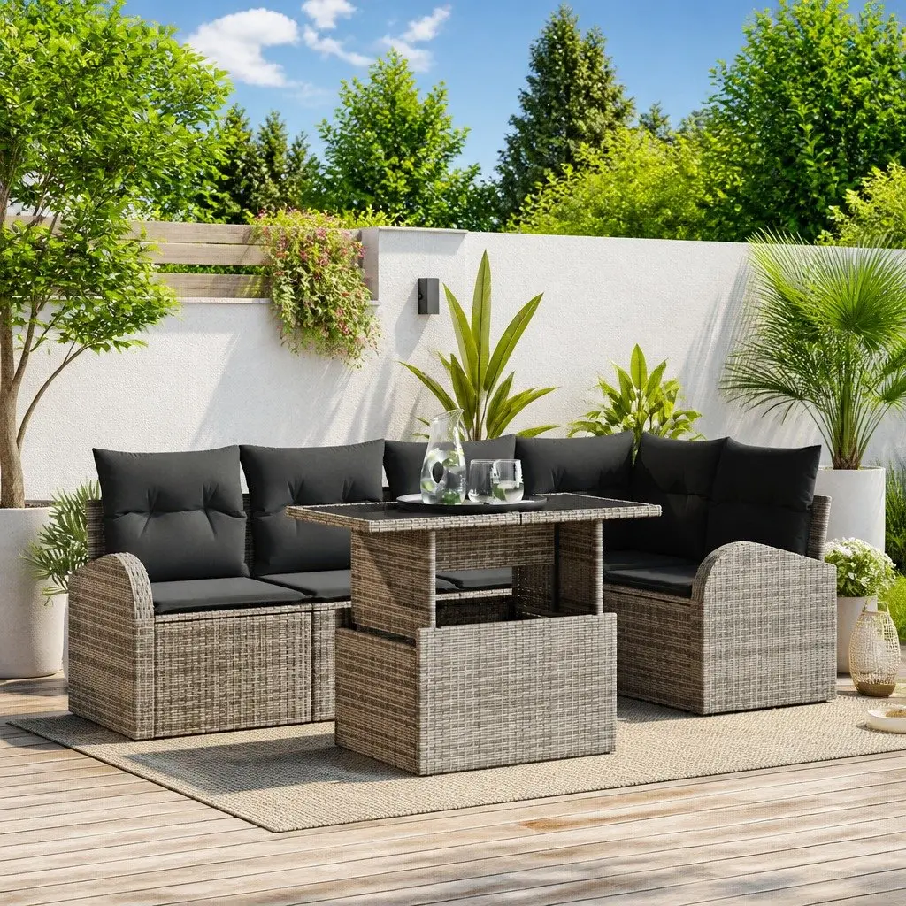 Modular Garden Sofa Set 6 Pieces with Cushions