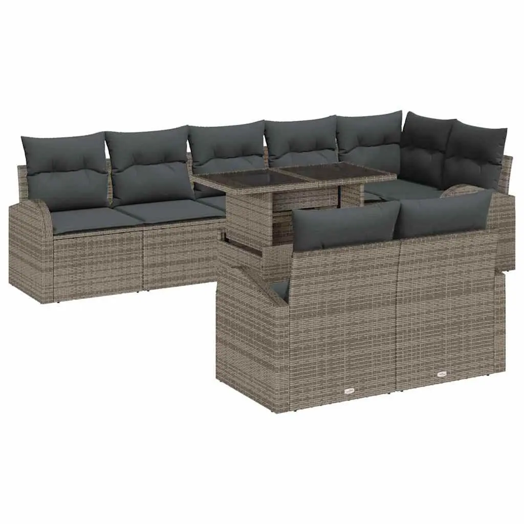 Garden Sofa Set Poly Rattan 9 Piece Outdoor Furniture Grey