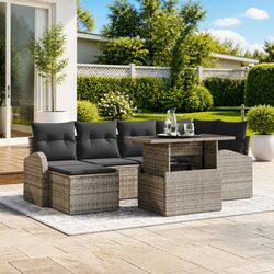 Durable 7-Piece Grey Garden Sofa Set with Modular Design