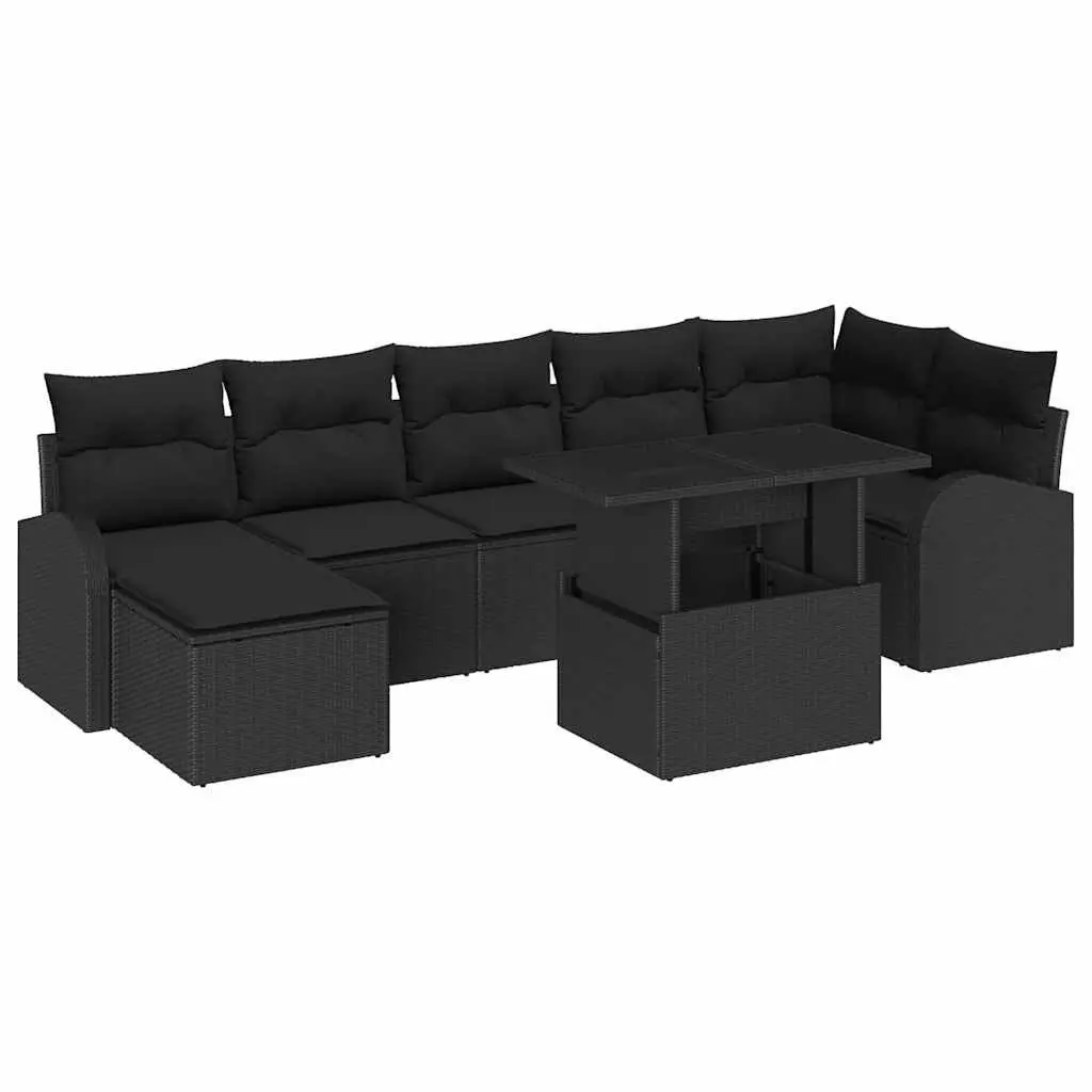 Garden Sofa Set 8 Piece Modular Outdoor Furniture Poly Rattan Patio Black