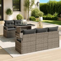 6-Piece Modular Garden Sofa Set with Storage in Grey