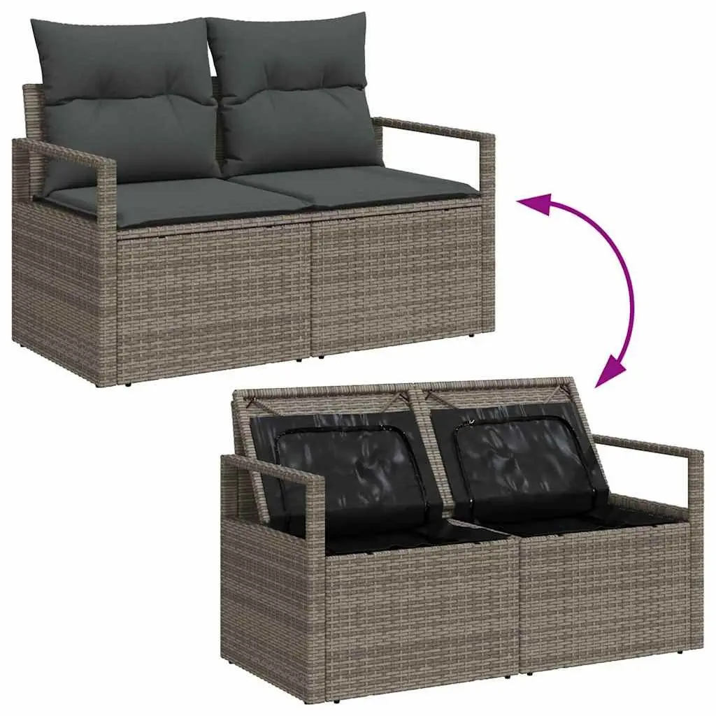 Garden Sofa Set Poly Rattan 8 Pieces Grey Outdoor Furniture Modular Seating