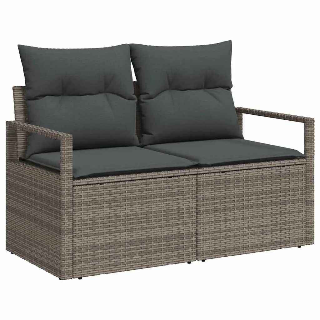 Garden Sofa Set Poly Rattan 9 Pieces Grey Outdoor Furniture