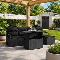 Premium 6-Piece Outdoor Garden Sofa Set in Black
