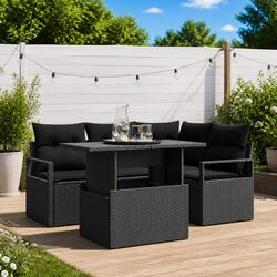 Durable 5-Piece Modular Garden Sofa Set in Black