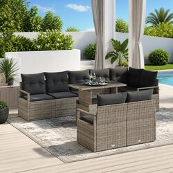 Durable 9 Piece Modular Garden Sofa Set in Grey