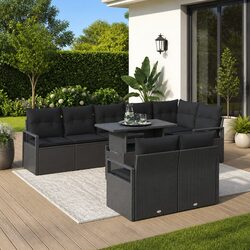 Premium 9-Piece Modular Garden Sofa Set in Black