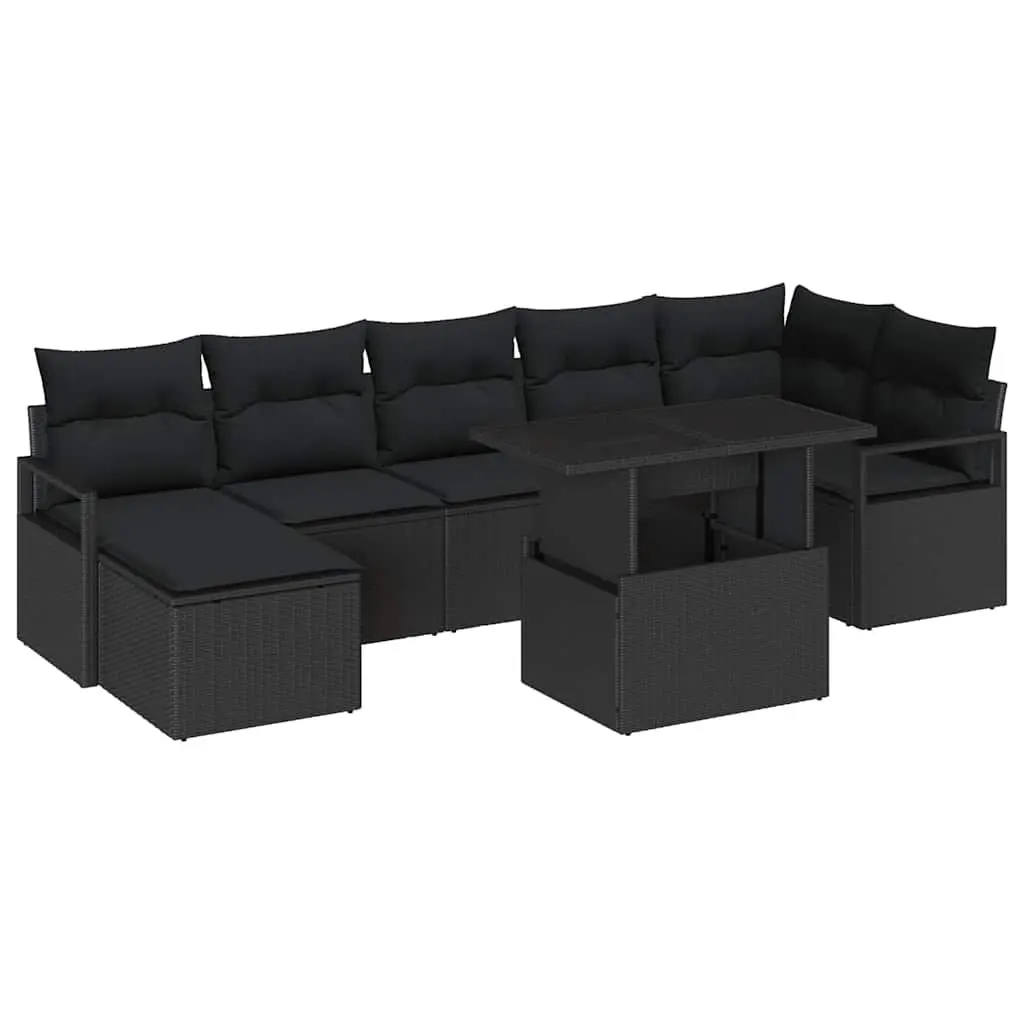 Modular 8-Piece Garden Sofa Set with Black Poly Rattan