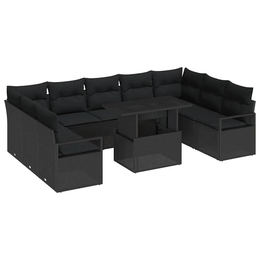 10-Piece Black Modular Garden Sofa Set