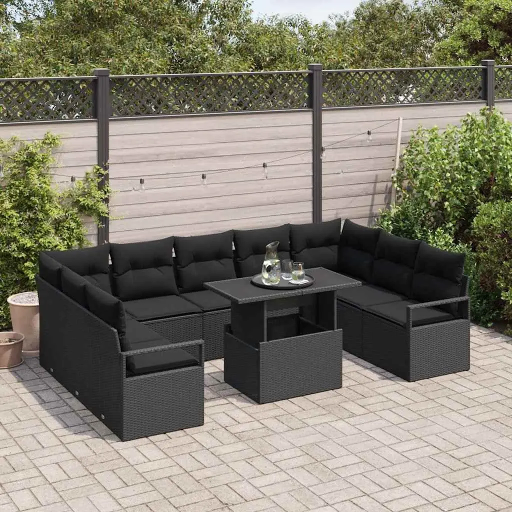 10-Piece Black Modular Garden Sofa Set