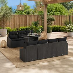 Modular 8-Piece Black Outdoor Sofa Set with Storage