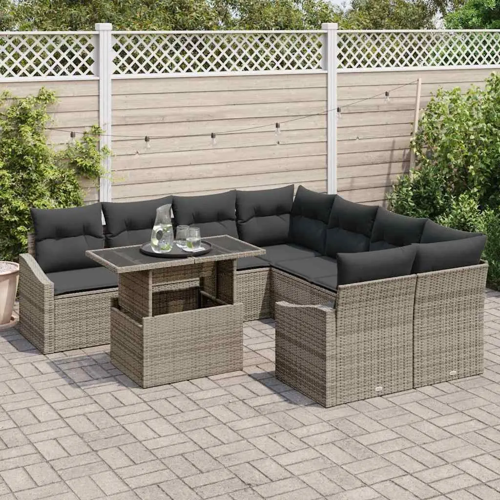 9-Piece Modular Garden Sofa Set in Grey