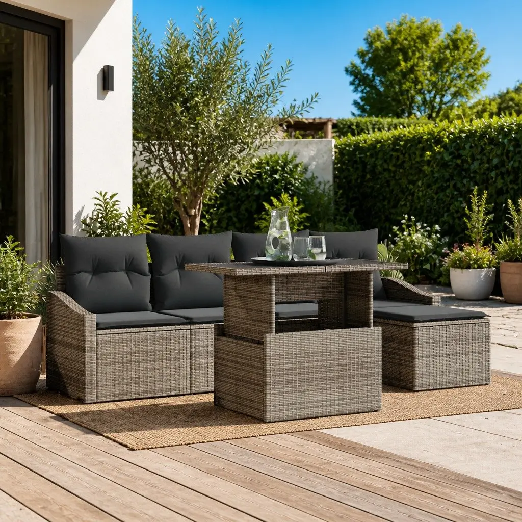 6-Piece Garden Sofa Set with Cushions