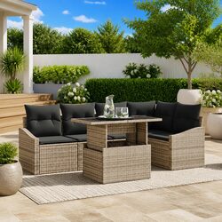 6-Piece Outdoor Garden Sofa Set with Modular Design