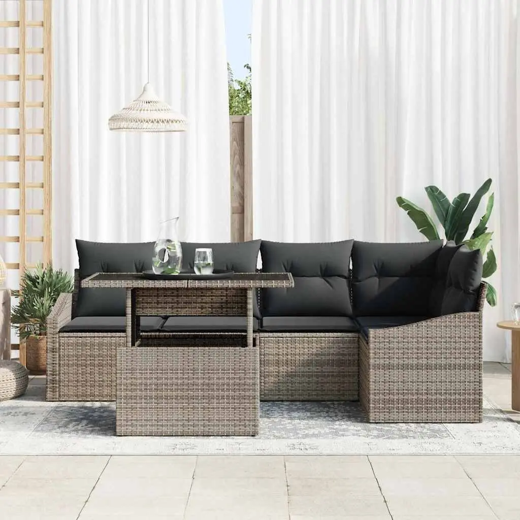 Outdoor Garden Sofa Set 6-Piece Modular Patio Sectional Rattan Seating with