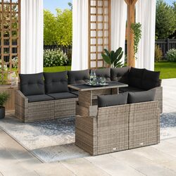 Stylish 9-Piece Outdoor Garden Sofa Set with Glass Table