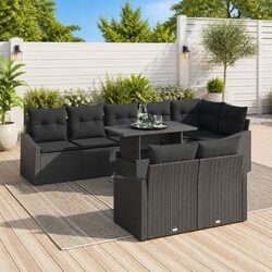 Premium 9-Piece Outdoor Sofa Set Black Poly Rattan